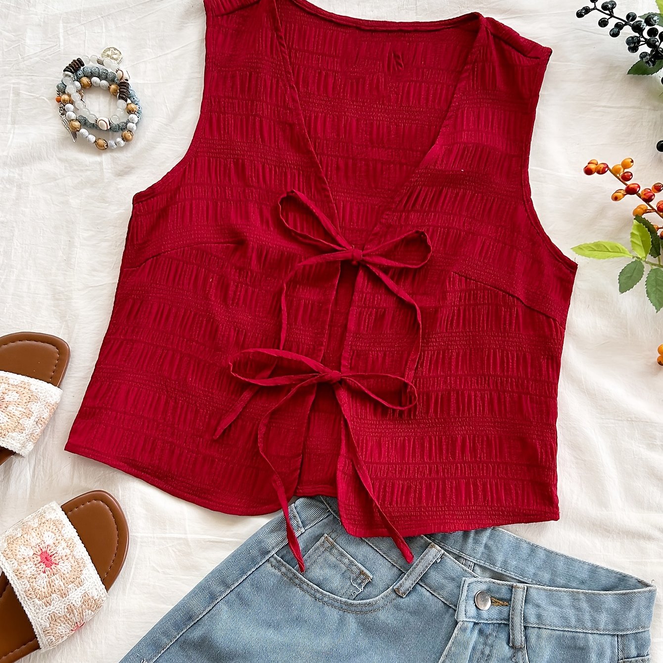 Dam Väst med Knytband och Boho-Design för Avslappnade Sommaroutfits