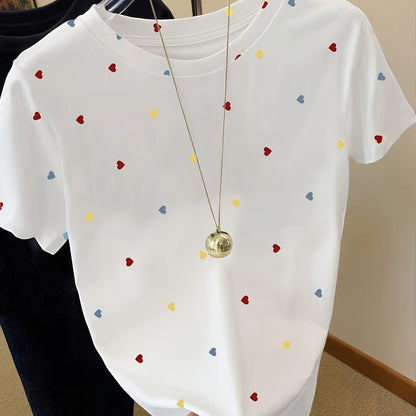 Dam T-shirt med Prickigt Elegant Mönster – Vardagsstil och Bekvämlighet