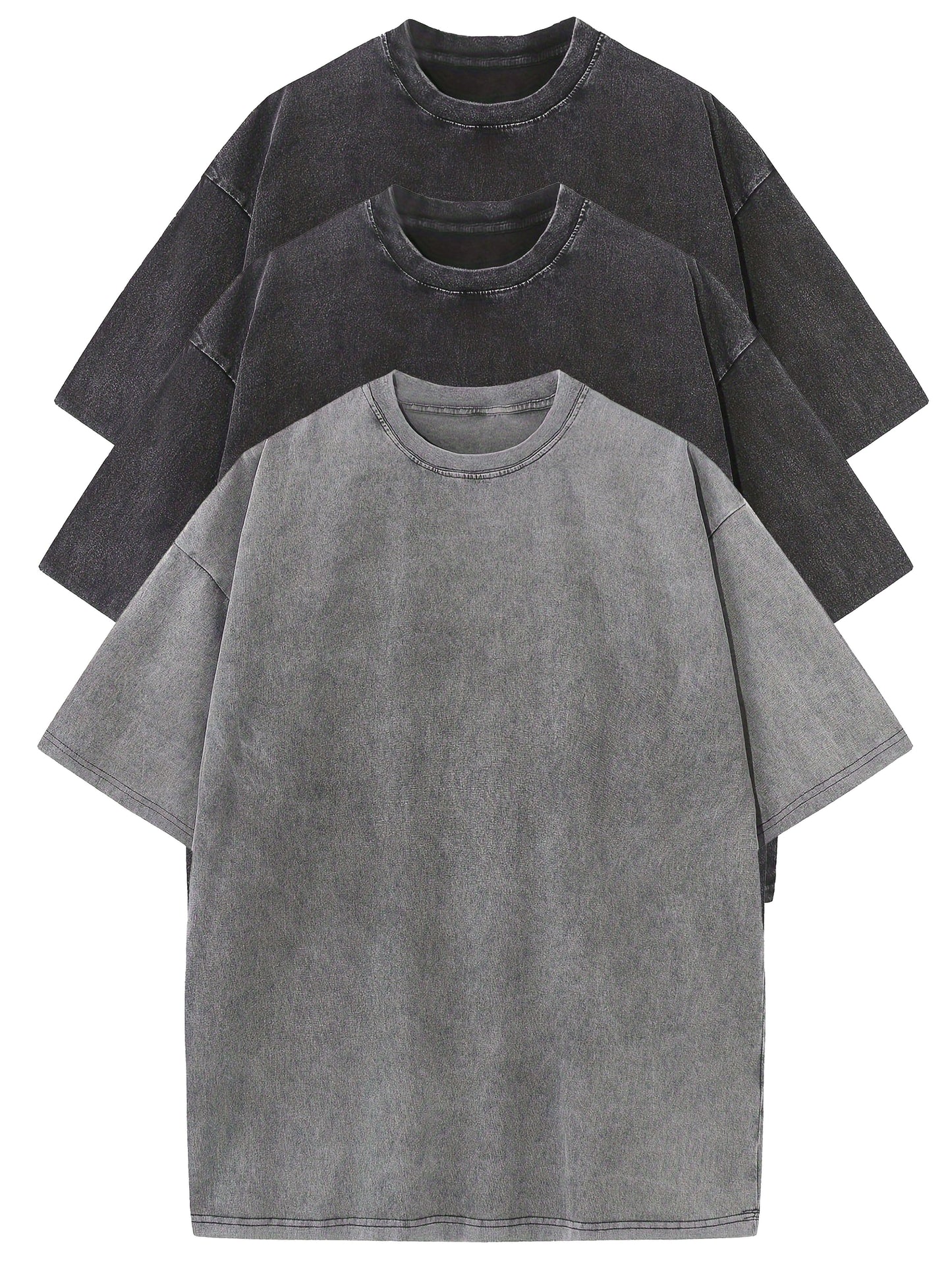 Herr T-shirt Oversize Vintage Look – Avslappnad Stil för Vardag och Fritid