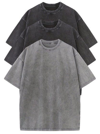 Herr T-shirt Oversize Vintage Look – Avslappnad Stil för Vardag och Fritid