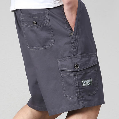 Herrarnas avslappnade cargoshorts med fickor för vardag och fritid