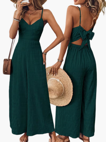 Dam Jumpsuit Elegant Sommardesign med Breda Ben och Smala Axelband – Perfekt för Fester & Avslappnade Tillfällen