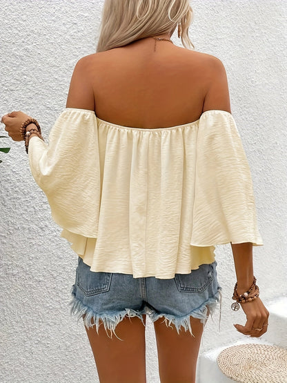 Dam Off-Shoulder Blus Bohemisk Sommarstil Avslappnad Semester