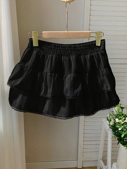 Dam Kjol Mini Volang Romantisk Sommar Fest