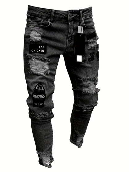 Justin – Slim Fit Rippade Denimjeans i Vitt