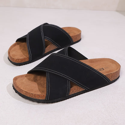 Herr Sandaler med Korsade Remmar – Stilrena och Bekväma Sandaler för Vardagsbruk