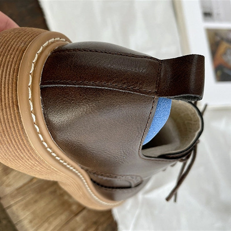 Grace – Retro Chunky Heel Skor i Hålmönster