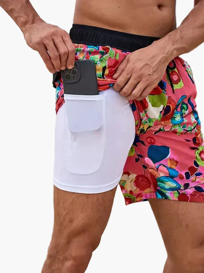 Herrarnas badshorts med innerbyxa – Snabbtorkande, sportig strandstil för aktiva dagar
