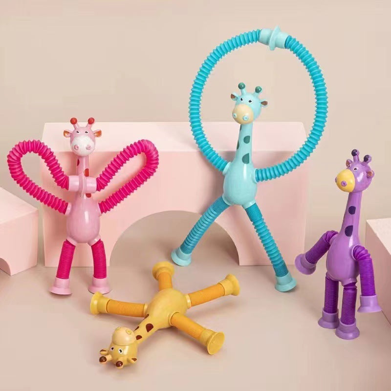 Barnleksak Giraff, Sugekopp & Teleskopisk Rör, Fidget Deformation, Pedagogisk Stressleksak