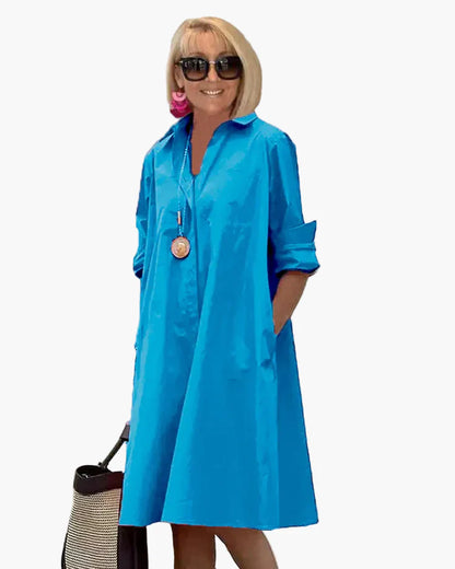 Dam Skjortklänning Elegant Lös Passform Vardagsstil