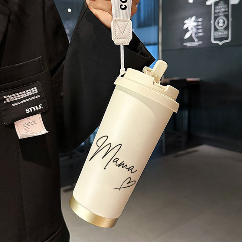 Kaffemugg med text 'Mama' – Perfekt present för kvinnor, modern och praktisk termosmugg för kaffe och te