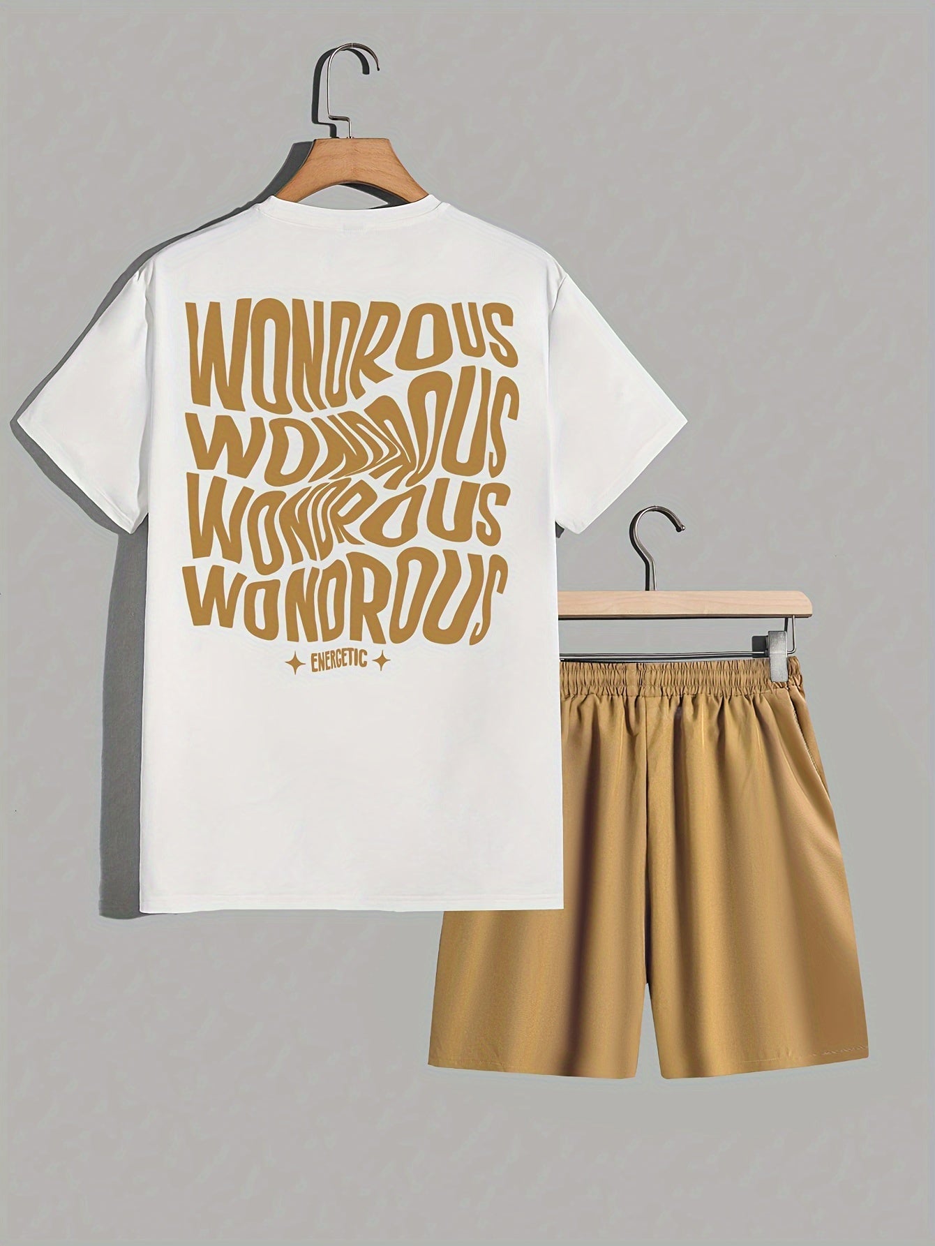 Herrset med T-shirt och Shorts, Modern Streetwear med Psykedeliskt Grafiskt Tryck, Avslappnad Passform