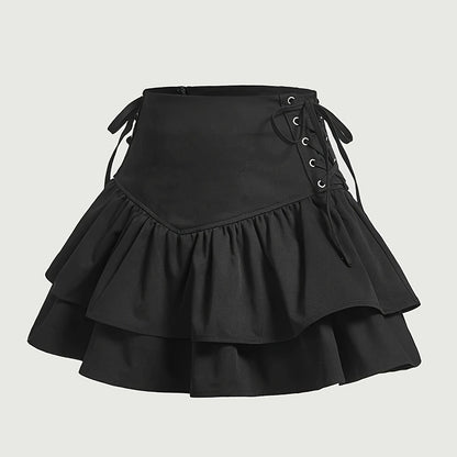 Dam Kjol Volang Gotisk Stil Elegant Festklädsel