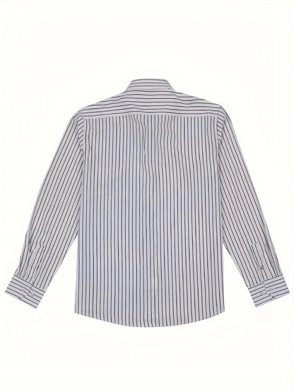 Herrskjorta Slim Fit Randig Stil för Vardagsbruk och Utekvällar