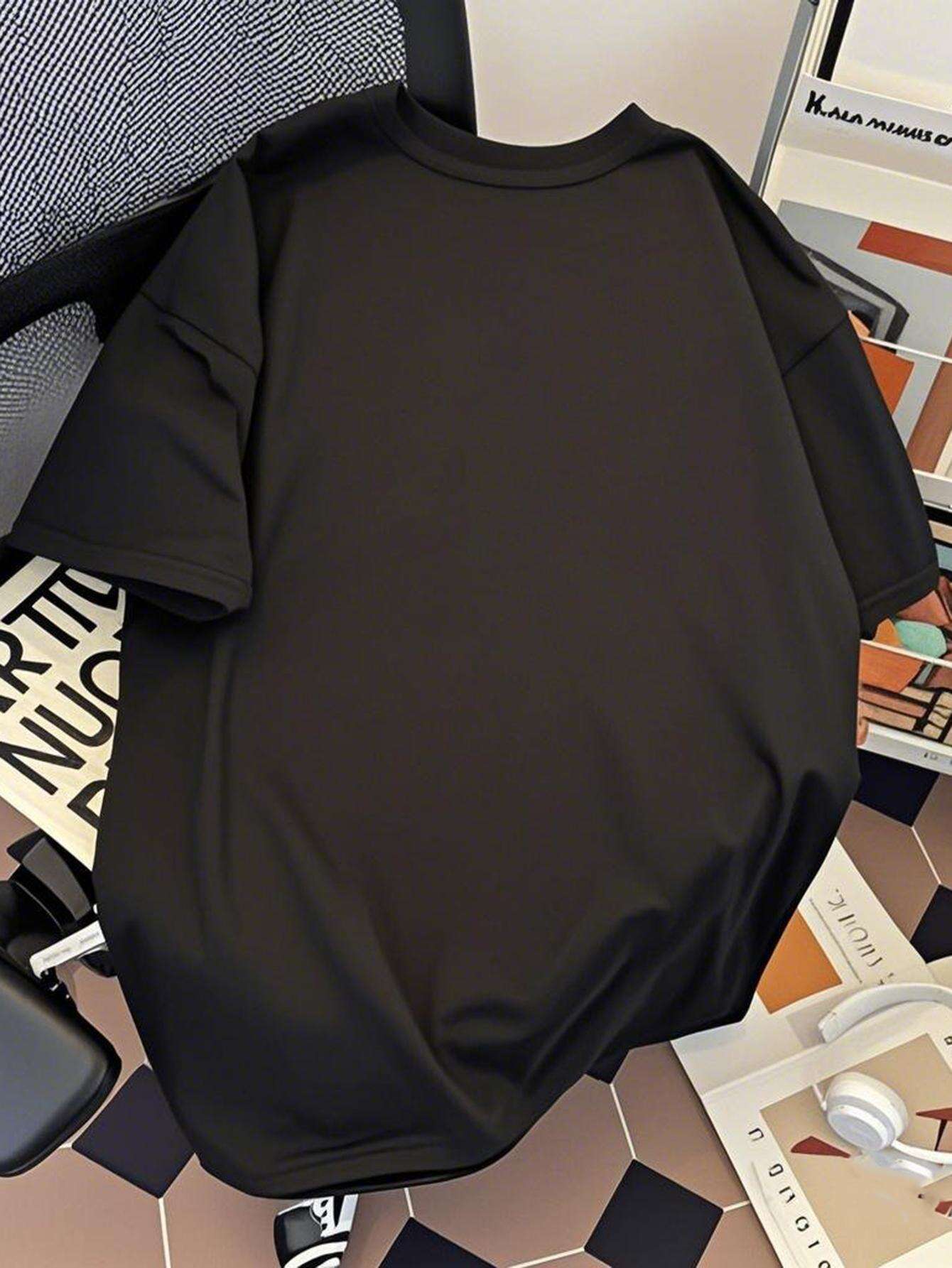 Herr T-shirt Streetwear med Tryck – Trendig Björn Urban Stil Kortärmad Top