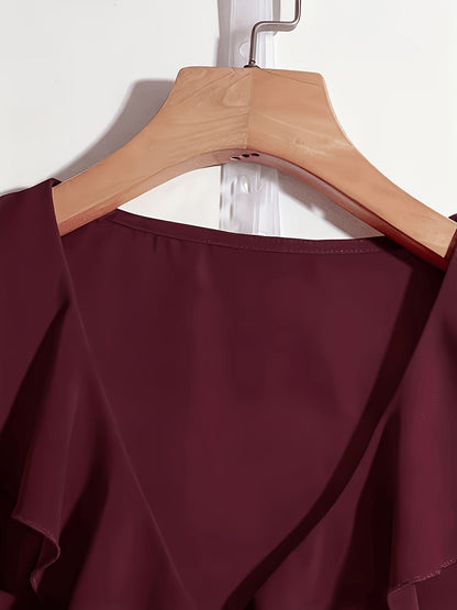 Damblus med volang och puffärmar för elegant och romantisk stil - Perfekt för vardag och fest