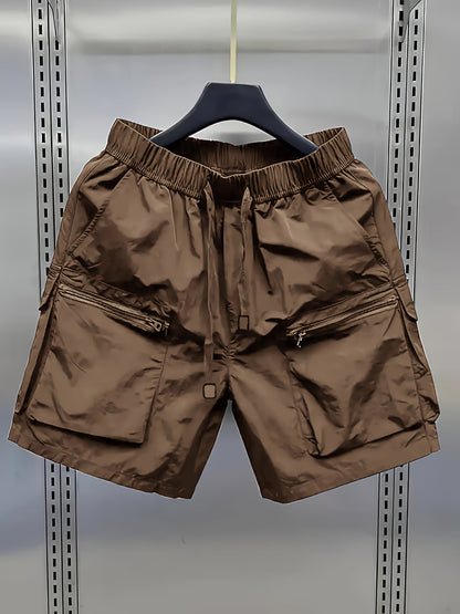Herrarnas avslappnade cargoshorts med stora fickor och dragkedja – trendig streetwear för vardag och fritid