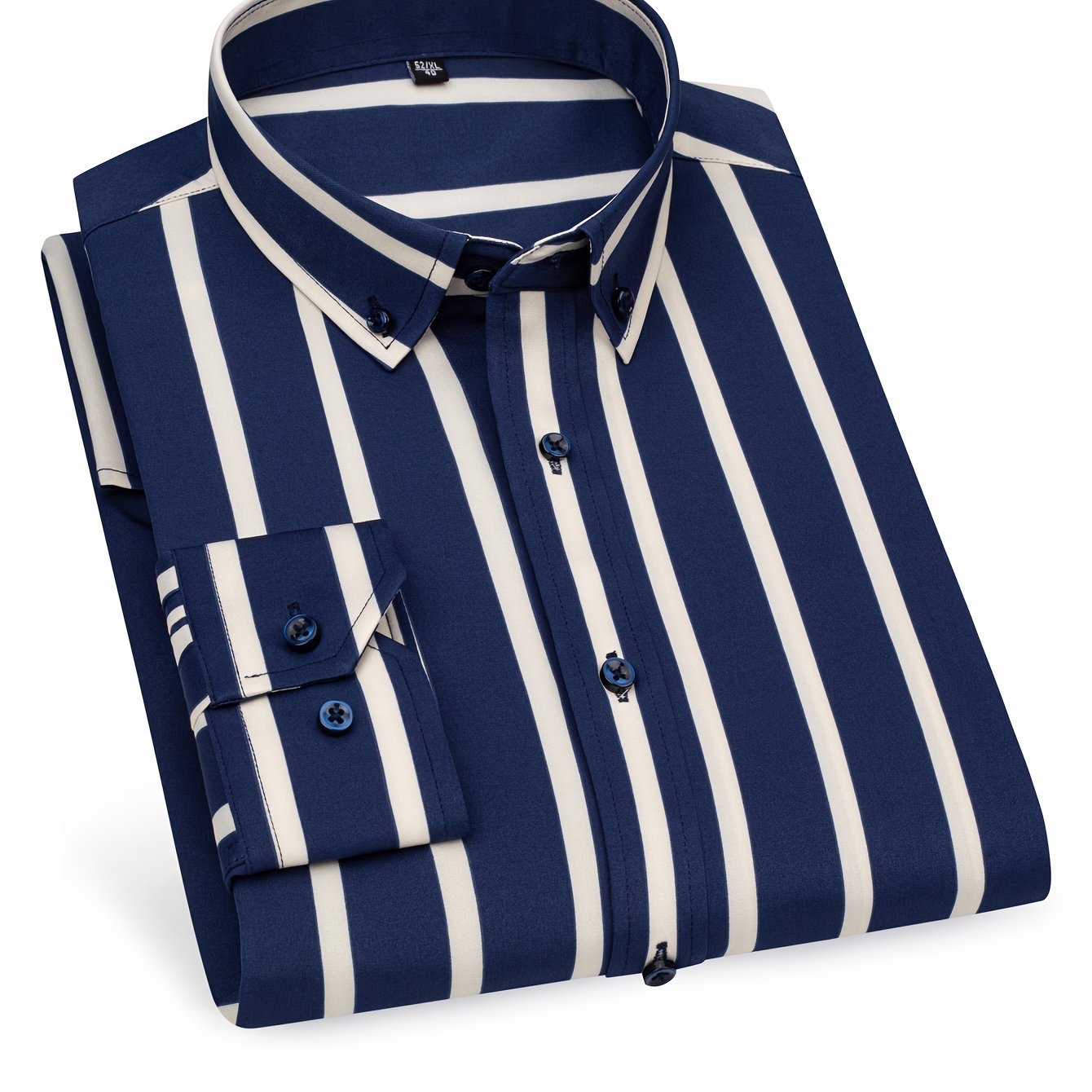 Herrskjorta Slim Fit Randig Stil för Vardagsbruk och Utekvällar