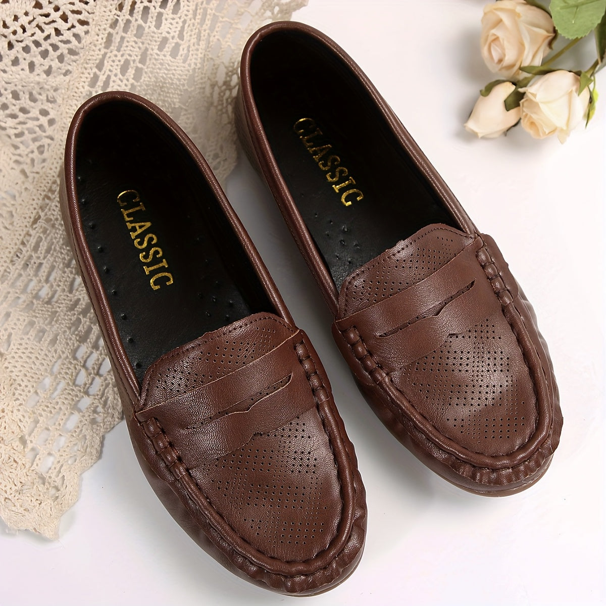 Damloafers Klassisk Stil Flexibel Bekväm Vardags- och Kontorssko