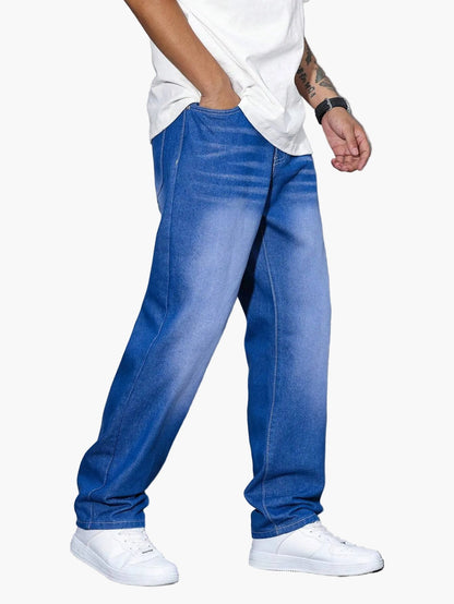 Herrjeans Loose Fit Streetwear Avslappnad Stil