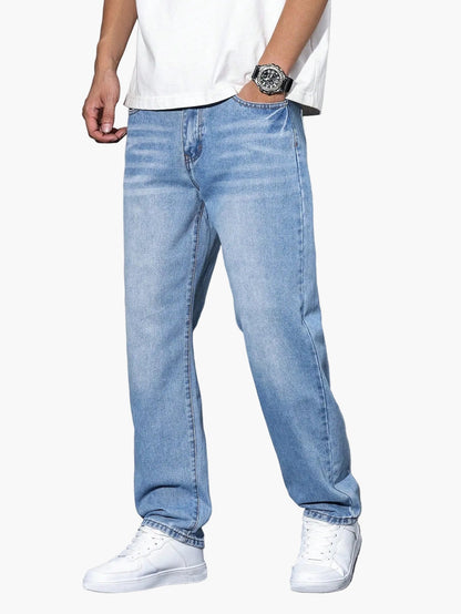 Herrjeans Loose Fit Streetwear Avslappnad Stil
