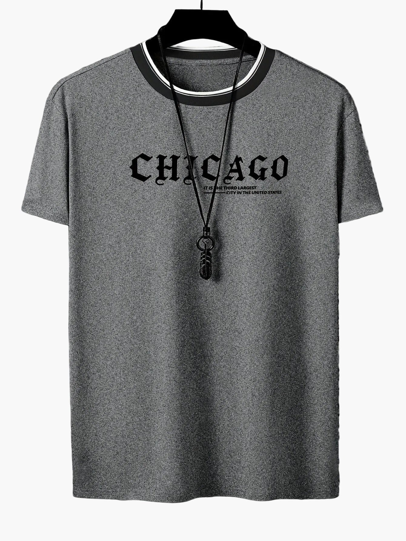 Herr T-shirt med tryck "CHICAGO" – Trendig och avslappnad streetwear