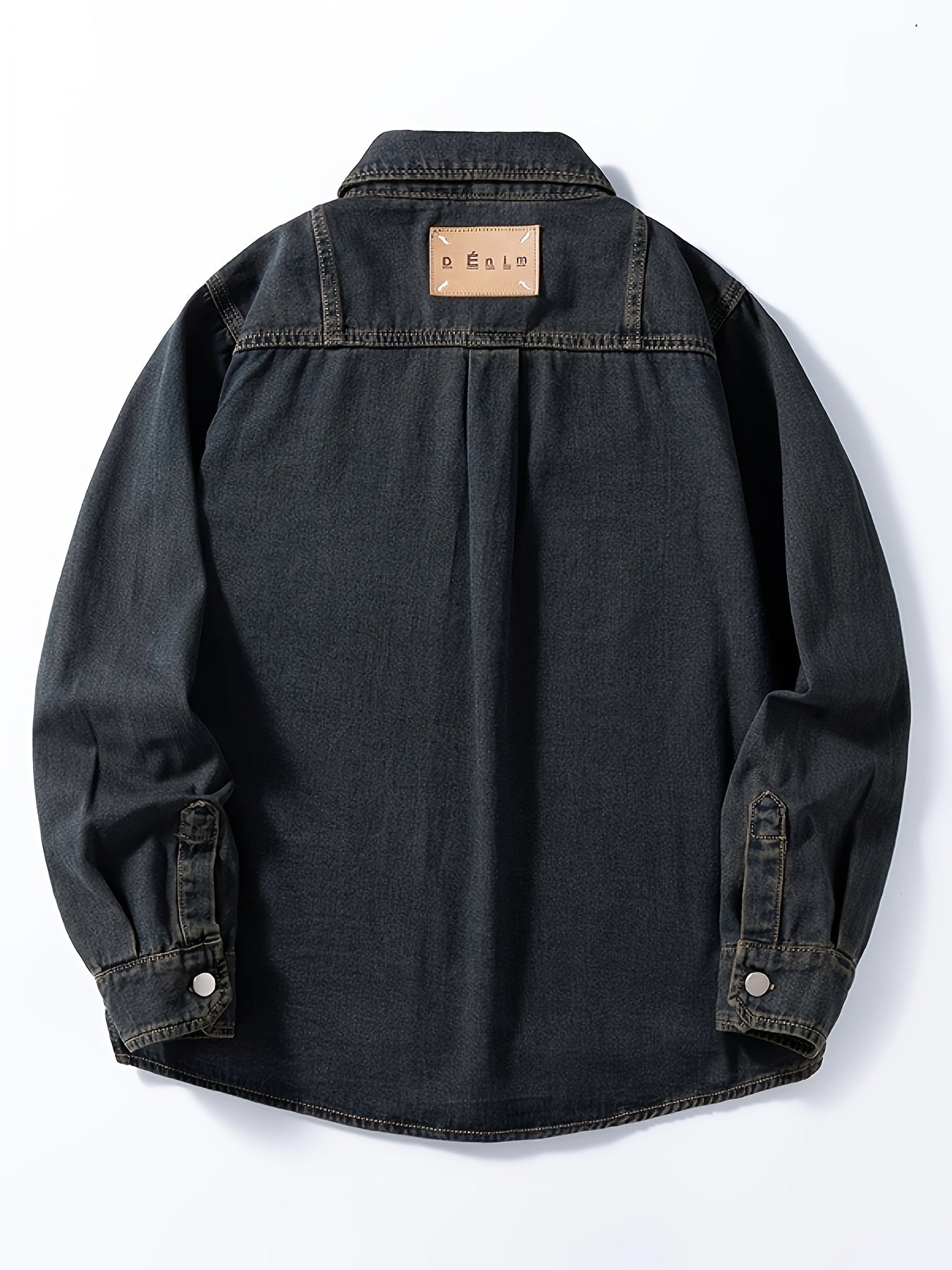 Herr Overshirt Denim – Avslappnad Skjortjacka för Vardag och Fritid