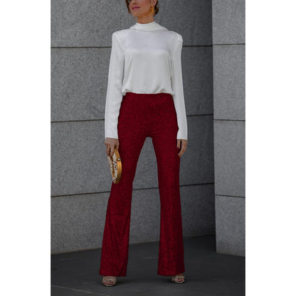 Victoria – Slim Elastic Bell-bottom Pants med paljetter