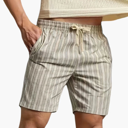 Herr Shorts för Avslappnad Stil och Golf – Randiga, Regular Fit, Midja med Dragsko