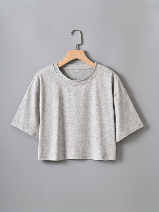Dam T-shirt Crop Top Lös Passform Sommar Casual