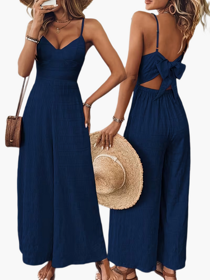 Dam Jumpsuit Elegant Sommardesign med Breda Ben och Smala Axelband – Perfekt för Fester & Avslappnade Tillfällen