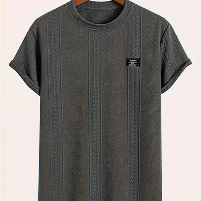 Herr T-shirt med stickad kabelmönster – Modern och avslappnad stil för vardagsbruk