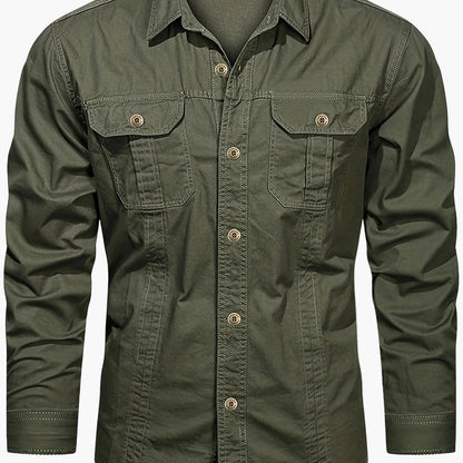 Herrskjorta Outdoor Casual med Fickor – Långärmad, Allround och Stilren