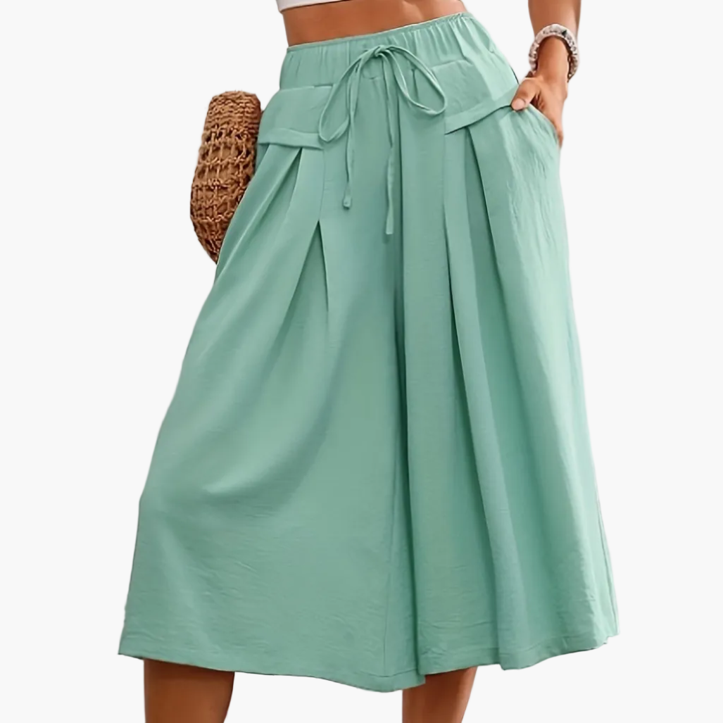 Dam Eleganta Vida Culottebyxor med Hög Midja – Perfekt för Sommar och Fritid
