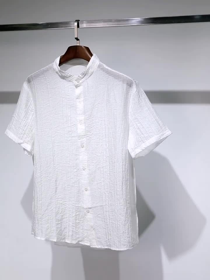 Herr Skjorta Milano Casual Med Ståkrage – Kortärmad, Elegant Sommarstil