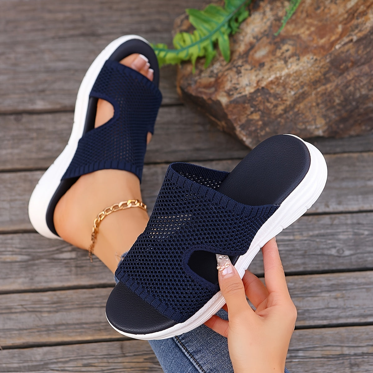 Damers sportiga slip-in sandaler med andningsfunktion och modern komfort för vardag och fritid
