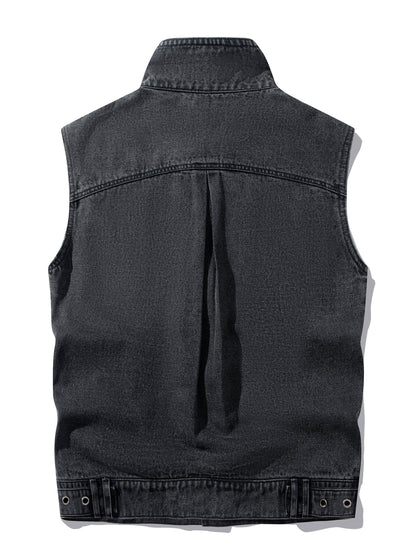 Herrväst i denim – Ärmfri, avslappnad stil för vardagsbruk