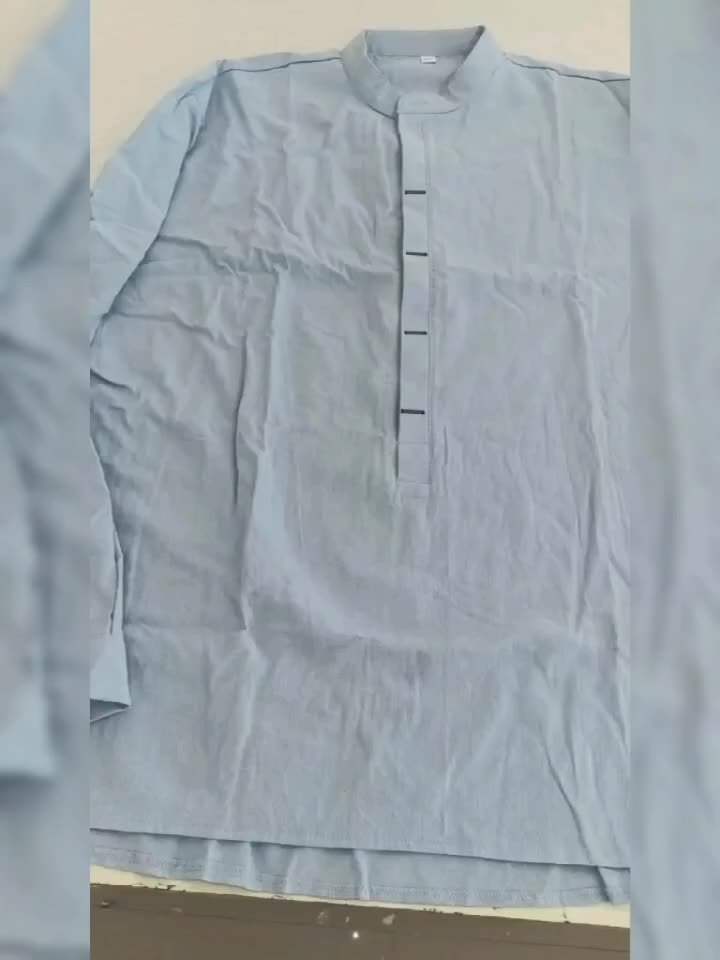 Herr Skjorta Henley Långärmad Avslappnad Modern Stil