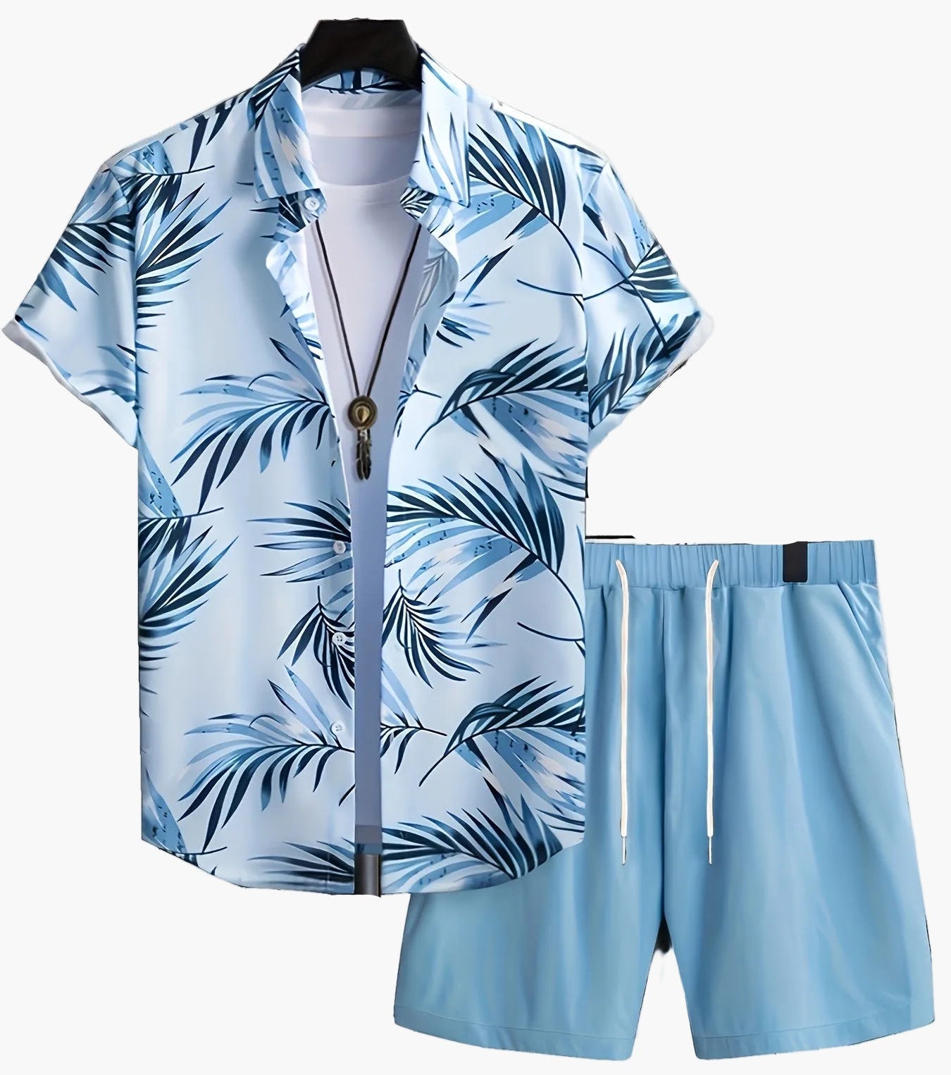Herrset – Sommarshorts och mönstrad skjorta, avslappnad semesterstil