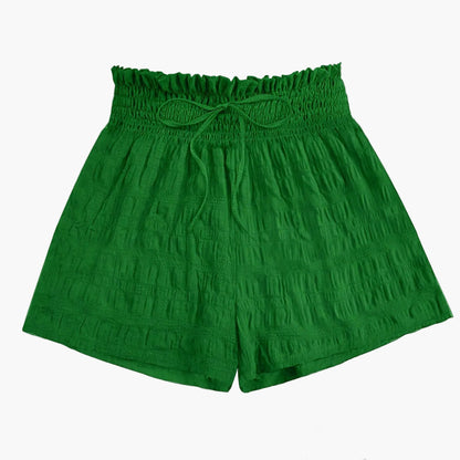 Damers avslappnade shorts med hög midja och smockad midjeresår – perfekta för sommar och vardag