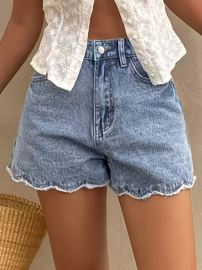 Damshorts med rå kant och avslappnad passform – Perfekta för sommarens fritid och vardagsbruk