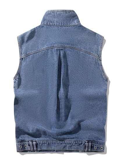 Herrväst i denim – Ärmfri, avslappnad stil för vardagsbruk