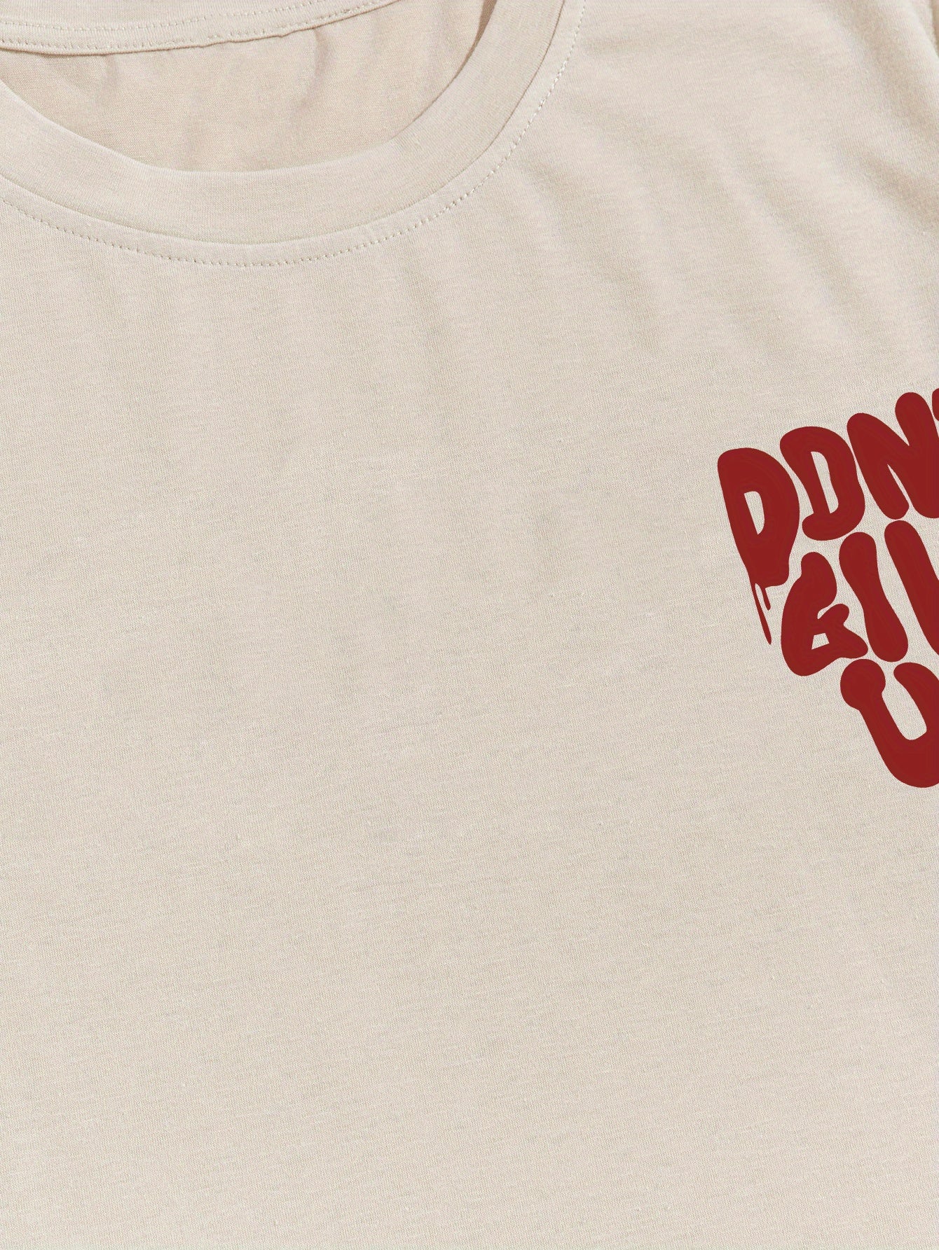 Herr T-shirt med graffiti-tryck och motiverande text – Streetwear, avslappnad stil