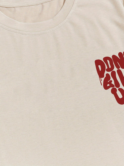 Herr T-shirt med graffiti-tryck och motiverande text – Streetwear, avslappnad stil