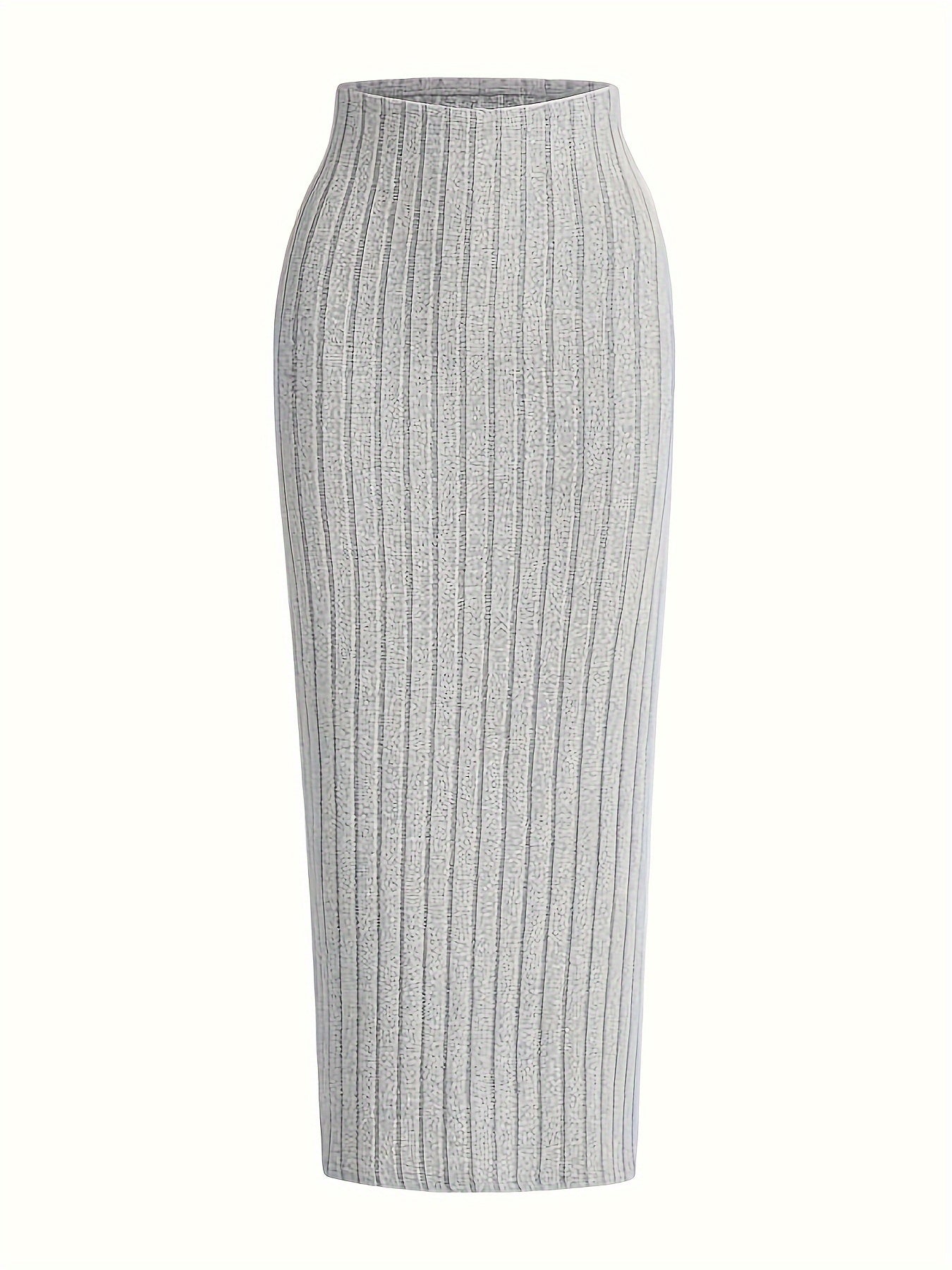 Dam kjol i ribbad stickning med hög midja – elegant och bekväm vardagsstil
