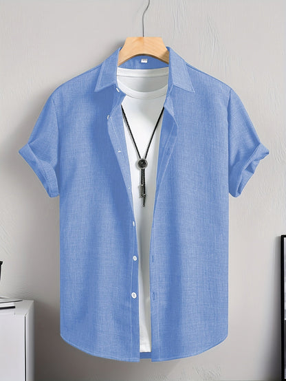 Herr Skjorta Kortärmad Casual Stil Perfekt för Sommar och Lediga Tillfällen