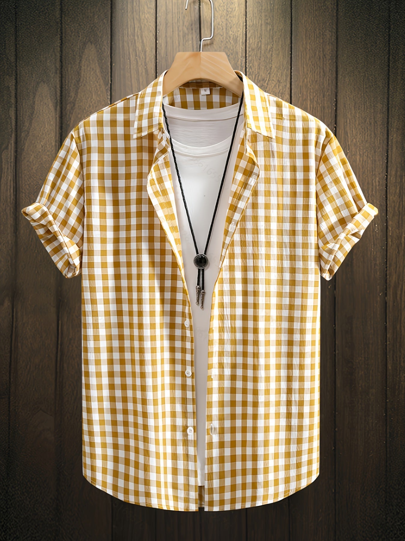 Herr Skjorta Kortärmad Rutig Button-Down för Avslappnad och Modern Stil