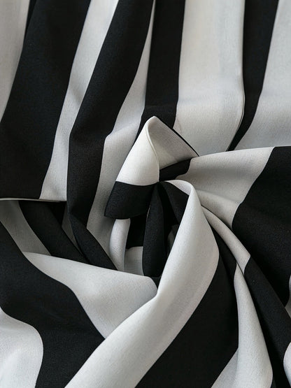 Dam Blus Elegant Randig Med Rosett Sommar Kontorsstil