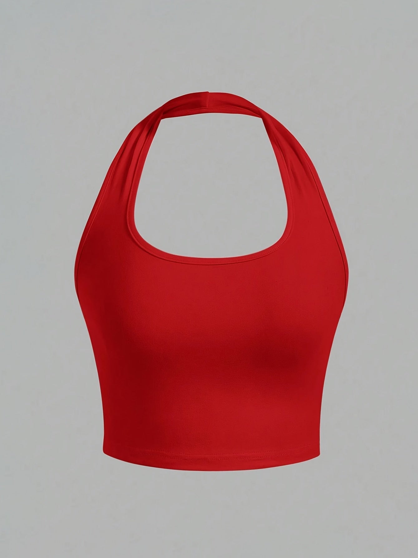 Dam Halterneck Crop Top med Öppen Rygg - Trendig Sommartopp för Vardag och Fest