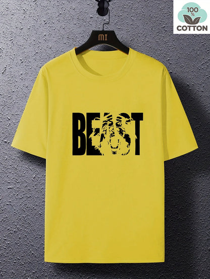 Herr T-shirt med BEAST-tryck – Trendig och avslappnad stil för stora storlekar